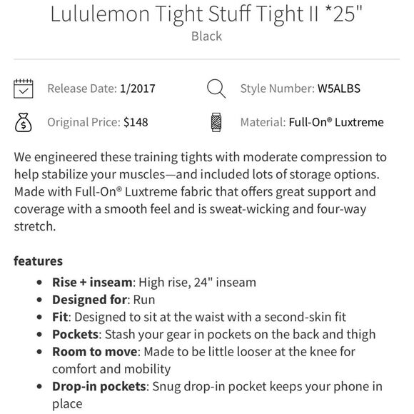 Lululemon Tight Stuff Tight II 25” in Black Size 8 - Picture 8 of 8